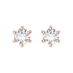 Rose Gold Round Solitaire Diamond Studs