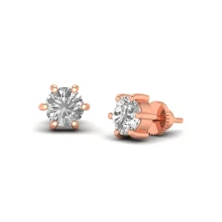 Rose Gold Round Solitaire Diamond Studs
