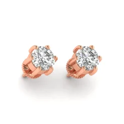 Rose Gold Round Solitaire Diamond Studs