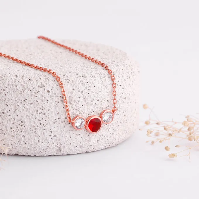 Rose Gold Scarlet Trio Necklace