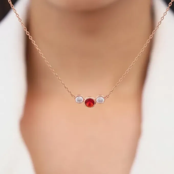 Rose Gold Scarlet Trio Necklace