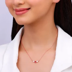 Rose Gold Scarlet Trio Necklace