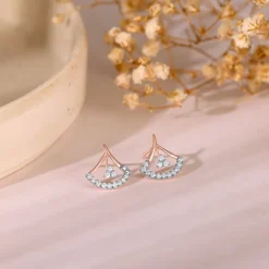 Rose Gold Sleek Diamond Earrings