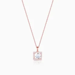 Rose Gold Snow White Pendant With Link Chain
