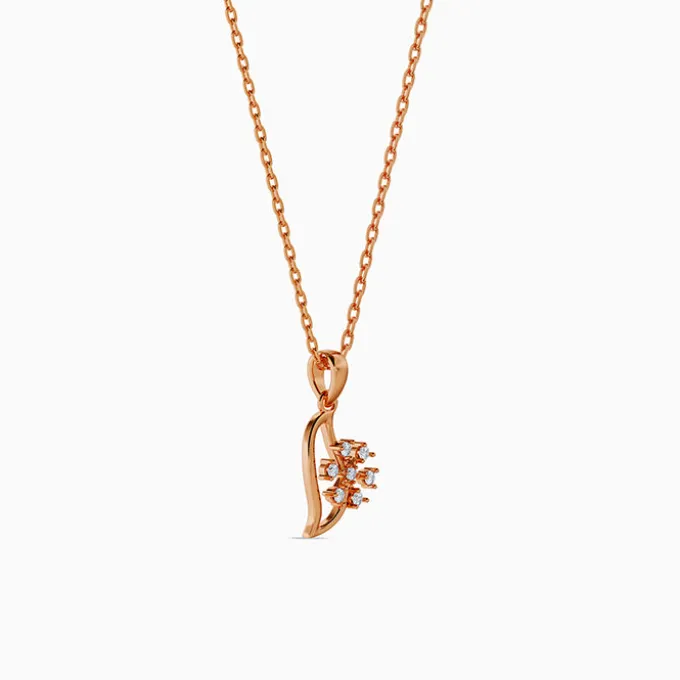 Rose Gold Snowflakes Pendant With Link Chain
