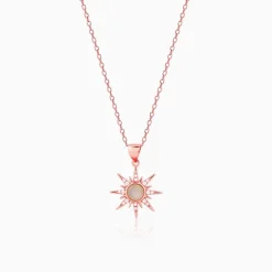Rose Gold Solar Flare Pendant with Link Chain