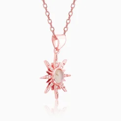 Rose Gold Solar Flare Pendant with Link Chain