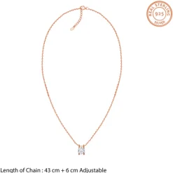 Rose Gold Solitaire Gleam Pendant With Link Chain