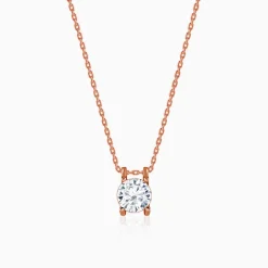 Rose Gold Solitaire Gleam Pendant With Link Chain
