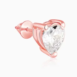Rose Gold Solitaire Heart Studs
