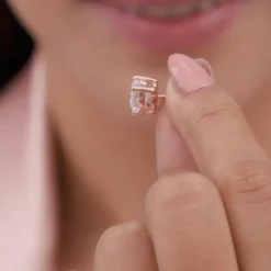 Rose Gold Solitaire Heart Studs