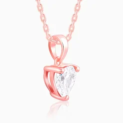 Rose Gold Solitaire Heart Pendant With Link Chain