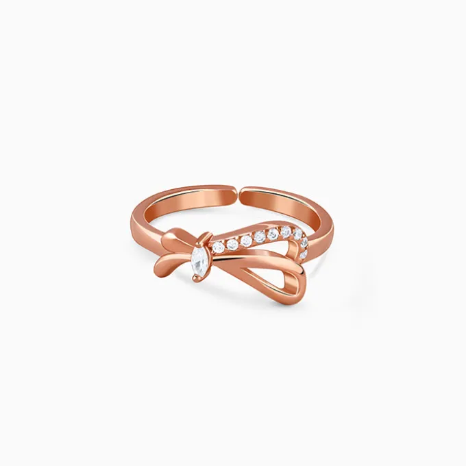 Rose Gold Sparkling Knotted Ring (Size 11)