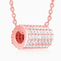 Rose Gold Sparkling Loop Pendant With Link Chain