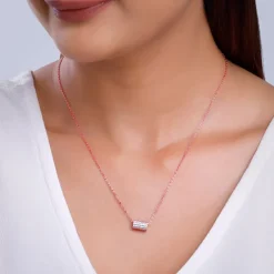 Rose Gold Sparkling Loop Pendant With Link Chain