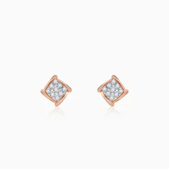 Rose Gold Sparkling Square Lab Grown Diamond Earrings