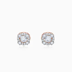Rose Gold Spring Halo Lab Grown Diamond Earrings