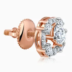 Rose Gold Spring Halo Lab Grown Diamond Earrings