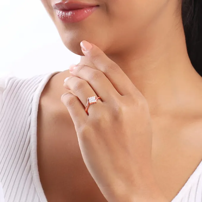 Rose Gold Square Cluster Ring