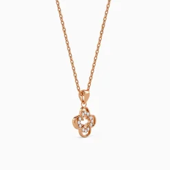 Rose Gold Starlit Clover Pendant with Link Chain