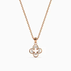 Rose Gold Starlit Clover Pendant with Link Chain