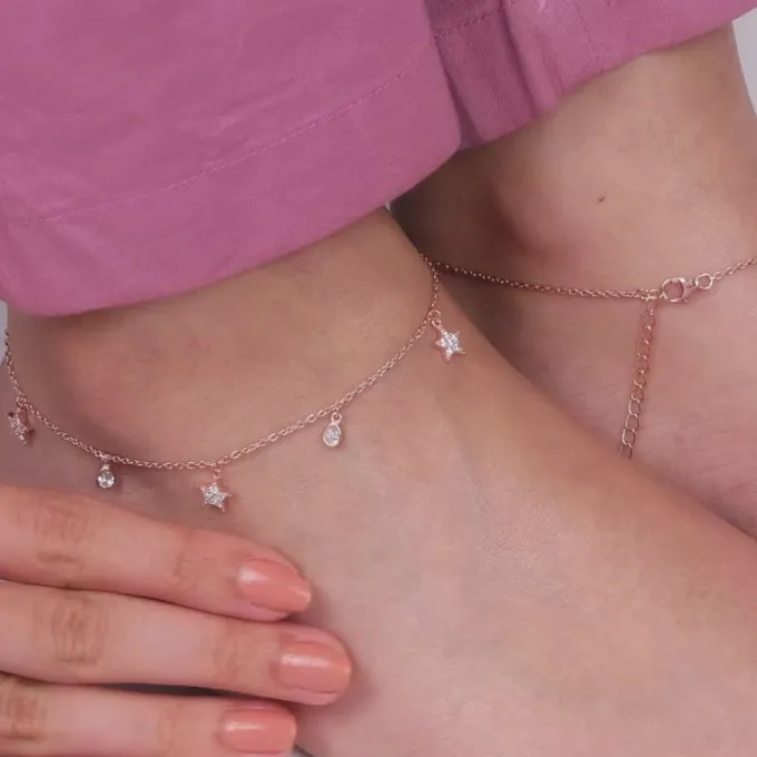 Rose Gold Starry Charm Anklet
