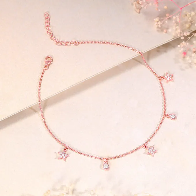 Rose Gold Starry Charm Anklet