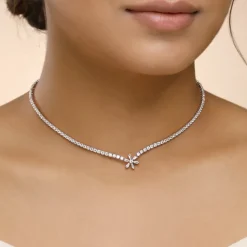 Rose Gold Starry Choker Tennis Necklace