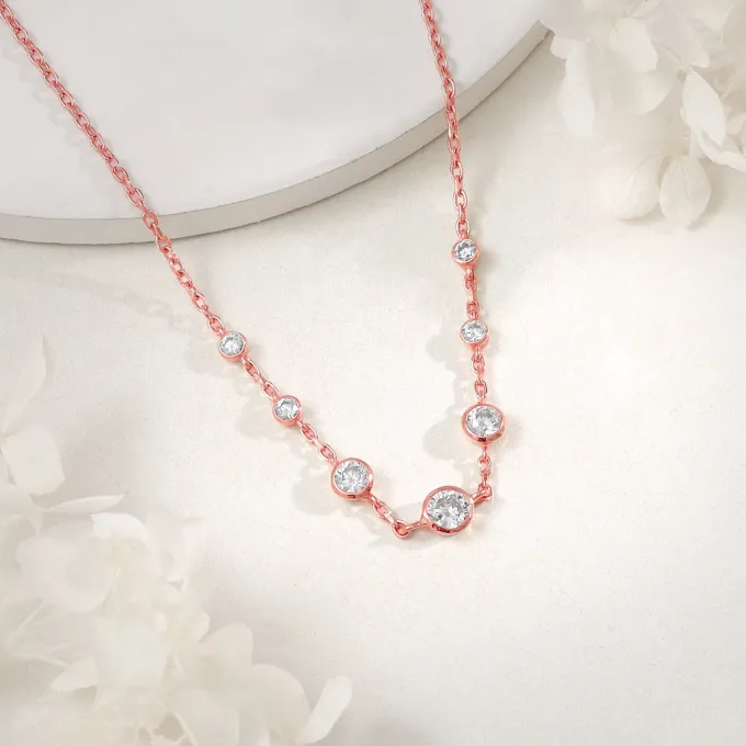 Rose Gold Stoned Necklace