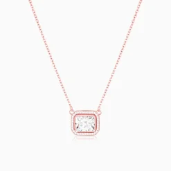 Rose Gold Studded Baguette Necklace