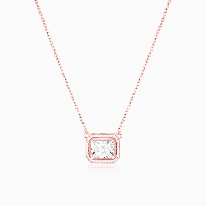 Rose Gold Studded Baguette Necklace