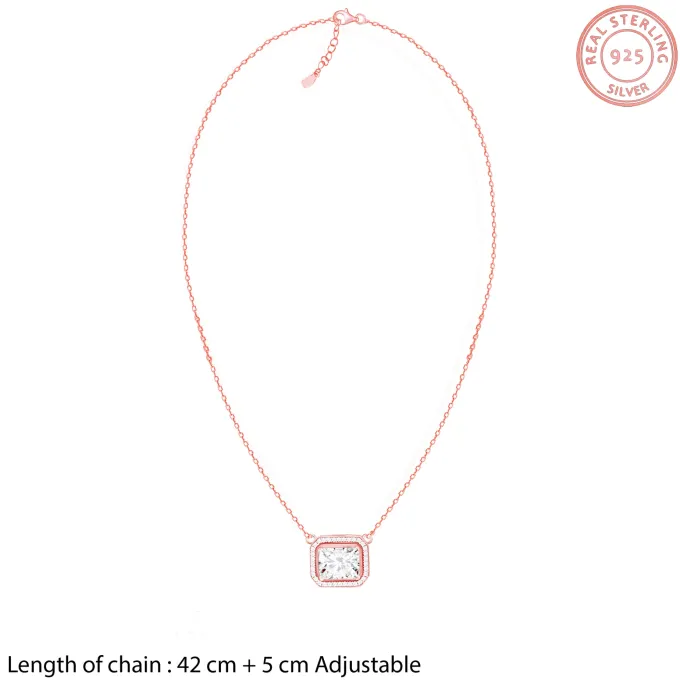 Rose Gold Studded Baguette Necklace