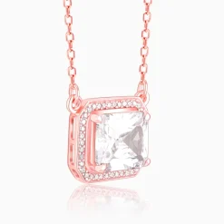 Rose Gold Studded Baguette Necklace