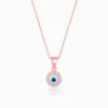 Rose Gold Studded Evil Eye Pendant