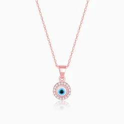 Rose Gold Studded Evil Eye Pendant