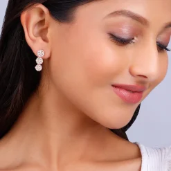 Rose Gold Studded Flower Earrings