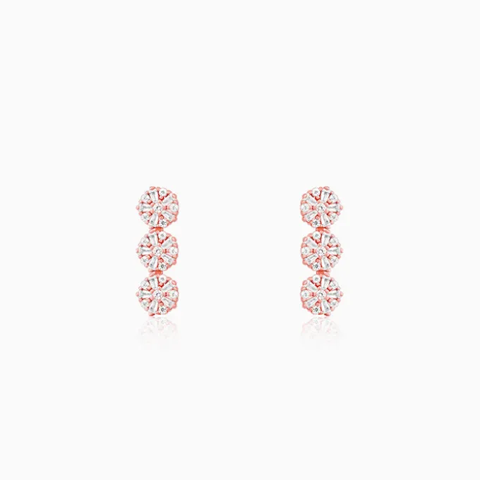 Rose Gold Studded Flower Earrings