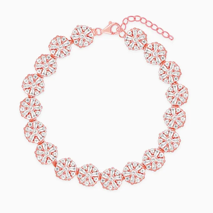 Rose Gold Studded Flower Bracelet