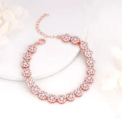 Rose Gold Studded Flower Bracelet