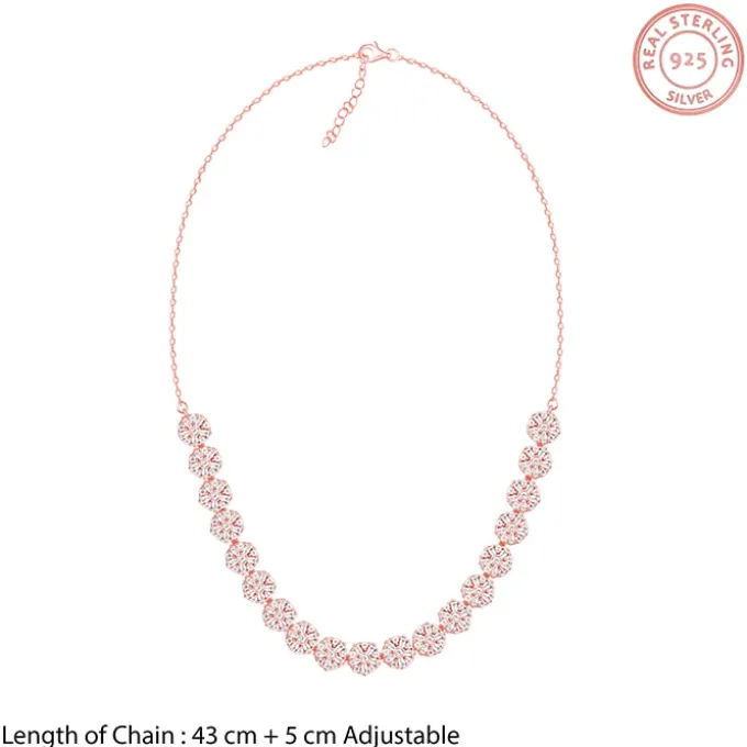 Rose Gold Studded Flower Necklace
