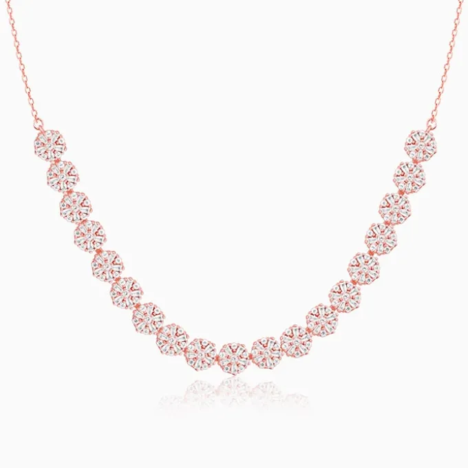 Rose Gold Studded Flower Necklace
