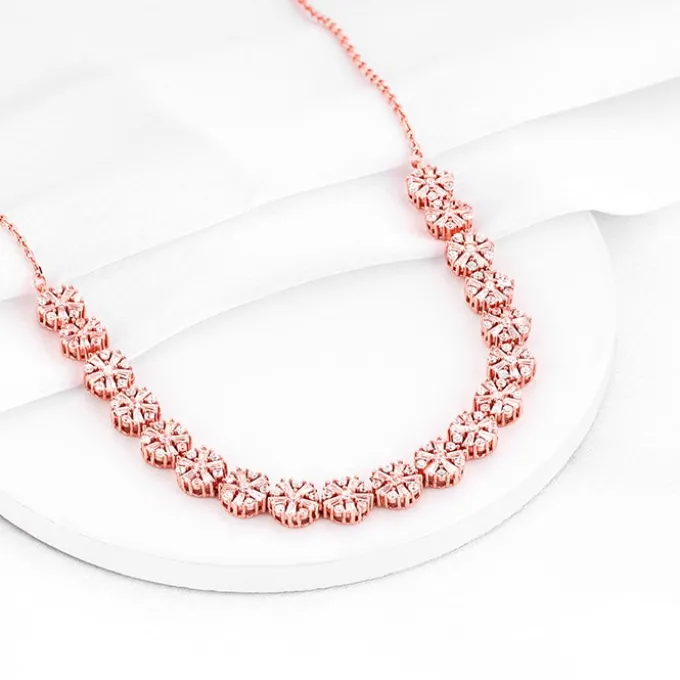 Rose Gold Studded Flower Necklace