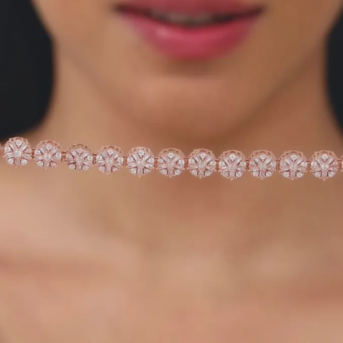 Rose Gold Studded Flower Necklace