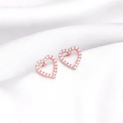 Rose Gold Studded Heart Earrings