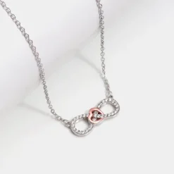 Rose Gold Studded Infinity Heart Pendant