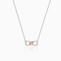Rose Gold Studded Infinity Heart Pendant