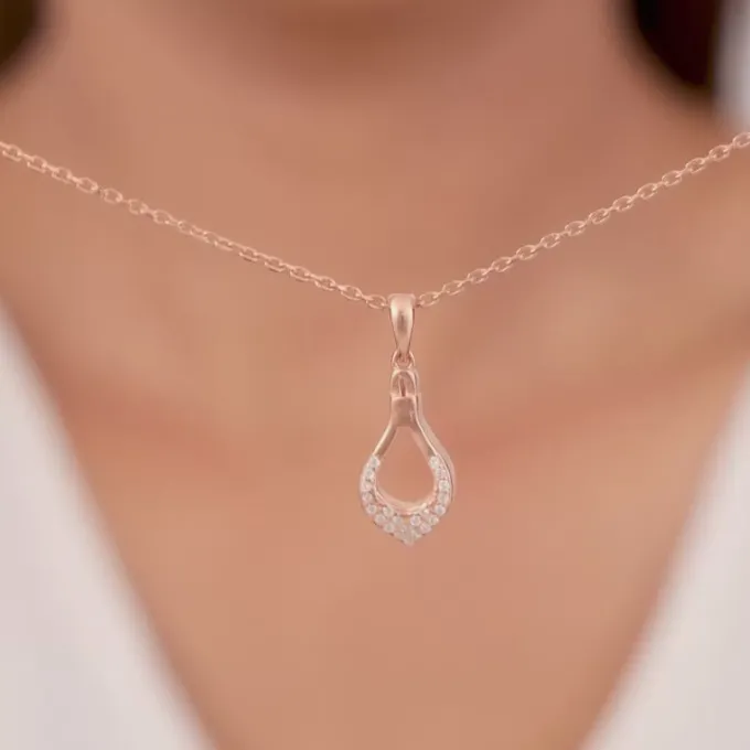 Rose Gold Stylish Drop Pendants With Link Chain