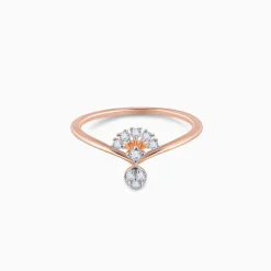 Rose Gold Sun Dangler Diamond Ring