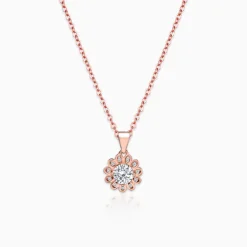 Rose Gold Sun Flower Pendant with Link Chain