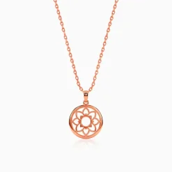 Rose gold Sunpetal Filigree Pendant With Link Chain